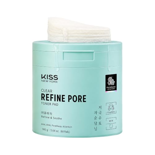 KISS New York Clear Refine Pore Toner Pads - Exfoliating AHA BHA Facial Pads