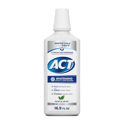 ACT Whitening Anticavity Fluoride Mouthwash - Gentle Mint, 16.9 Fl Oz (Pack of 1)