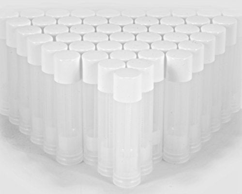 Vivaplex 5.5ml Clear Lip Balm Tubes with White Caps - 50 Count