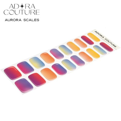 Adora Couture Semi-Cured Gel Nail Strips Kit - 20 Pieces with Prep Pads, Nail File & Wooden Stick