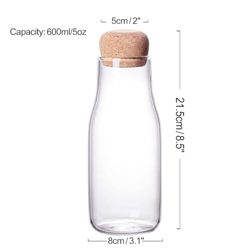 IVAILEX 600ml Glass Jar with Cork Lid - Airtight Storage for Cookies, Candy & Spices