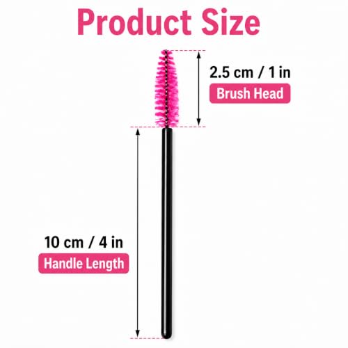 G2PLUS 100Pcs Disposable Rose Eyelash Brushes & Mascara Wands Set - 1in Heads