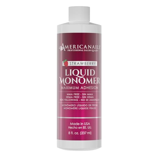 Acrylic Nail Monomer Liquid - Strawberry Scented, 8oz - Maximum Adhesion