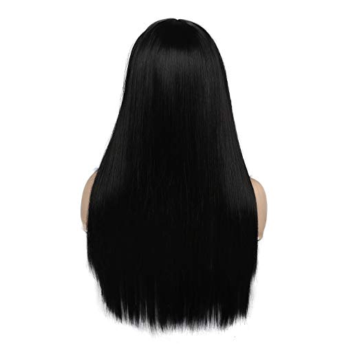 Kaneles Long Straight Synthetic Wig with Bangs - Black Mix Grey