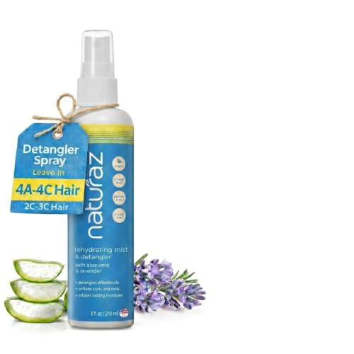 Naturaz Curly Hair Detangler Spray – Leave-In Conditioner for Kids & Adults, Vegan, 8 fl oz