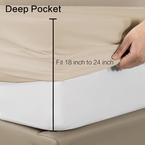 Taupe Fitted Sheet Twin Size - Deep Pocket 18" for Mattresses 18-24"
