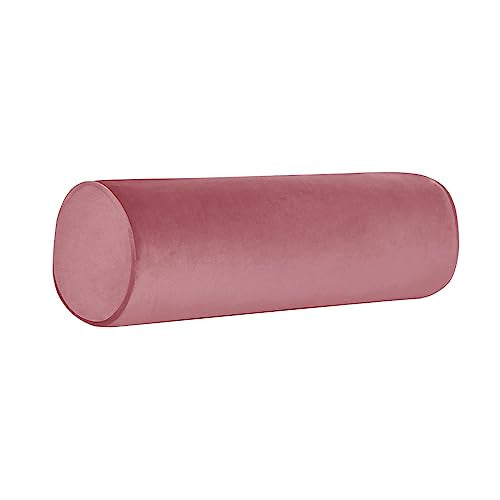 Velvet Neck Roll Pillowcase with Zipper - 18x6 Gray Pink