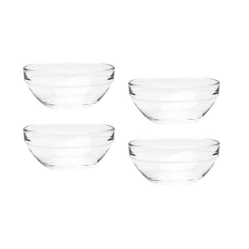 8.5 oz Clear Glass Prep Bowls - 4 Pack, Stackable & Safe