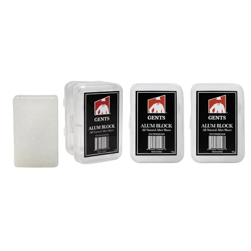 Gents Alum Block in Plastic Case | Upgrade Your Shave - Soothing Aftershave Solution for Shaving Razor Burn Relief - Travel Friendly Durable Plastic Case Included (3.5 Ounces Pack of 3)