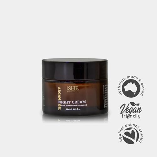 Om She Aromatherapy Argan Night Cream - Organic Nourishing Face Moisturizer, Hydrating & Softening, 1.69 fl oz