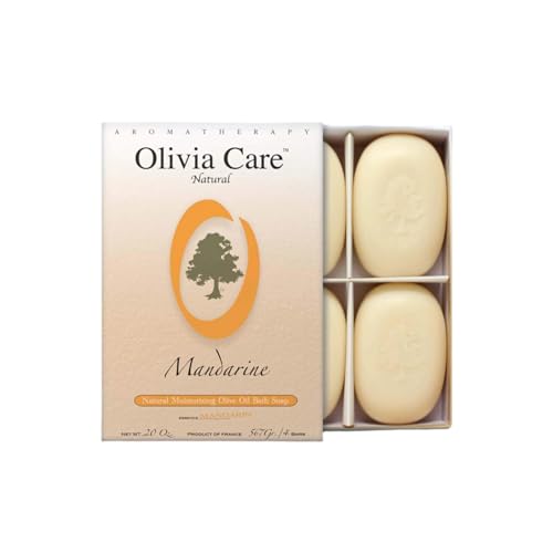 Mandarin Olive Oil Bath Soap 4 Pack by Olivia Care - Natural, Vegan, Made in USA