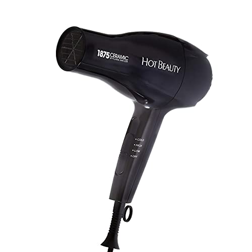 Hot Beauty 1200W Ionic Ceramic Hair Dryer with 2 Styling Attachments