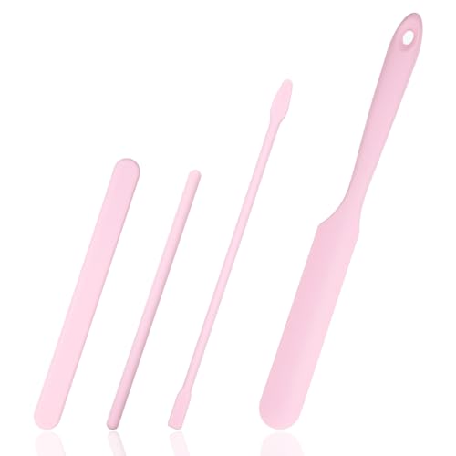 4PCS Silicone Wax Spatulas Set - Non-Stick Reusable Applicators for Body & Face Hair Removal, DIY Crafts - Pink