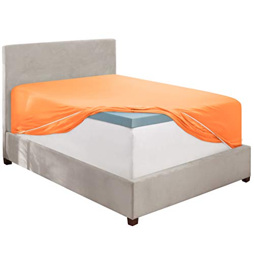 Queen Fitted Sheet - Extra Deep Pocket, Luxury Soft Microfiber - Apricot Orange