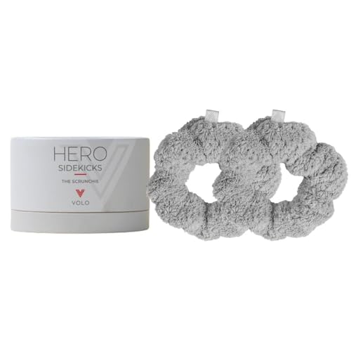 VOLO Luna Gray Microfiber Hair Scrunchies - Super Absorbent & Soft Hold (2-Pack)