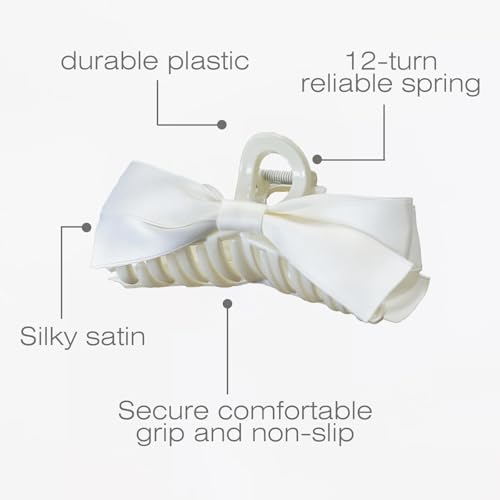 Sizobi 4PCS Bow Claw Clips Set - Strong Hold for All Hair Types, White & Black