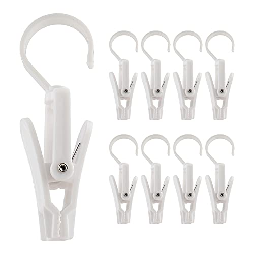 Jiozermi 20 PCS White Laundry Clips - Strong 360° Swivel Hooks