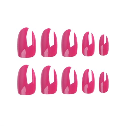 SRIMNUYY Chrome Round Press-On Nails – Short Oval Fake Nails 24Pcs