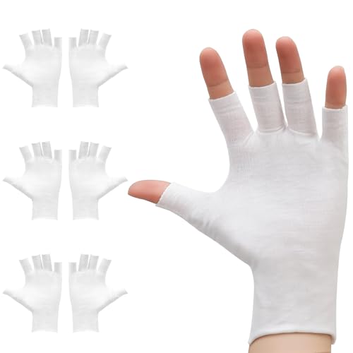Clofiak White Fingerless Cotton Gloves for Eczema - Moisturizing Treatment