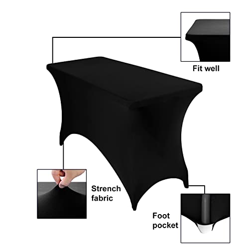 4ft Waterproof Spandex Table Cover for Events & Weddings - Black