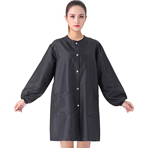 TILYIALA Professional Waterproof Salon Smock Jacket - Medium, Black