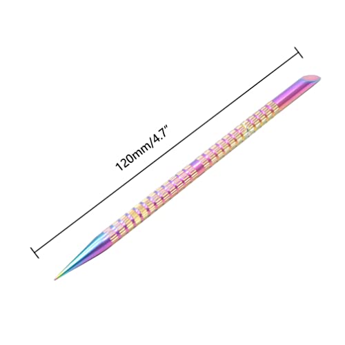 Holographic Stainless Steel Nail Art & Cuticle Pushers - 2 Pcs Manicure Tools