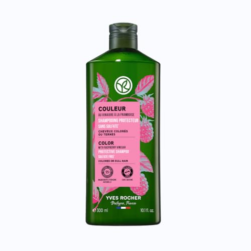 Yves Rocher Raspberry Vinegar Shampoo for Blonde & Light Hair - Sulfate-Free Color Protection, 10.1 fl oz