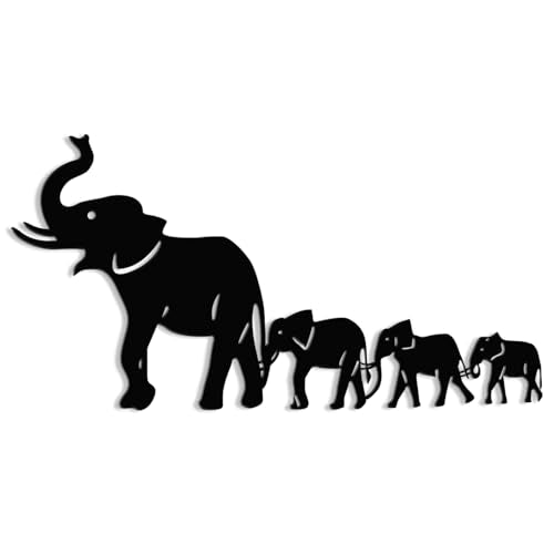 Abstract Geometric Elephant Metal Wall Art - 16x8 Inch Decor