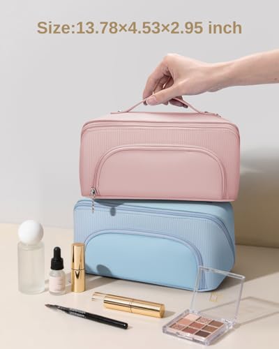 Lotour Pink Makeup Bag Organizer - Large Capacity Travel Cosmetic Bag