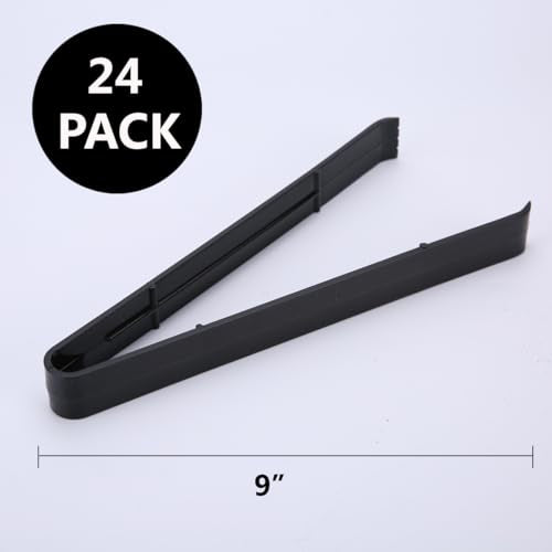 9-Inch Disposable Serving Tongs - 24 Pack, BPA-Free Plastic for Catering & Parties