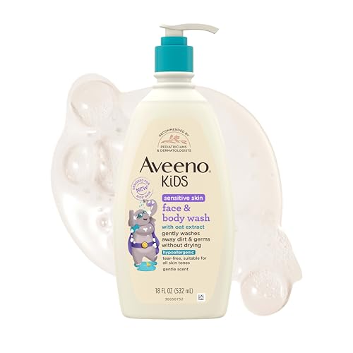 Aveeno Kids Face & Body Wash for Sensitive Skin, 18 fl oz - Tear-Free & Hypoallergenic