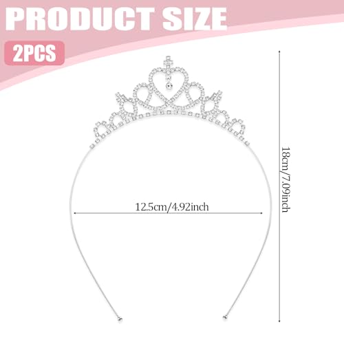 Gold Princess Crown Tiara Headbands - 2 Pcs Rhinestone Set
