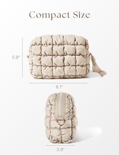 Unilily Quilted Puffy Cosmetic Bag - Large Travel Makeup Pouch