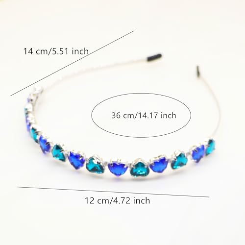 Crrezhai Sparkling Crystal Heart Hairband for Weddings and Parties