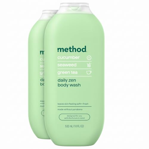 Method Body Wash Daily Zen 18oz Pack of 2 - Paraben & Phthalate Free, Moisturizing, Spa Scent