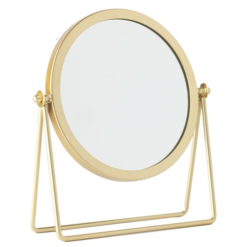 Schonee Golden Tabletop Makeup Mirror, 360° Rotating Round Vanity Mirror