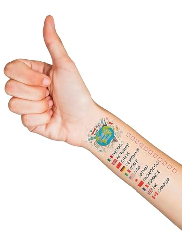 Epcot Travel Temporary Tattoos - Pack of 8 Global Adventure Markers