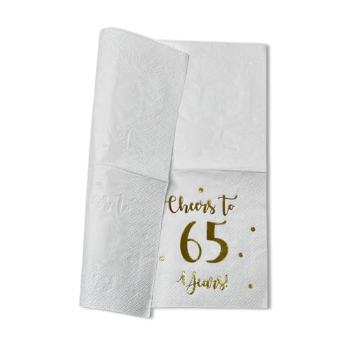 Cheers to 65 Years Cocktail Napkins - 50-Pack 3-Ply Party Supplies
