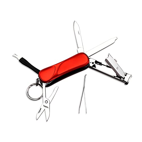 6-in-1 Manicure Keychain Multi-Tool with Nail Clippers & Tweezers