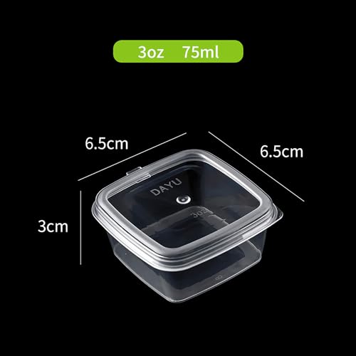 Square Disposable Sauce Cups Set - 50 Pack, 4 Sizes, Eco-Friendly