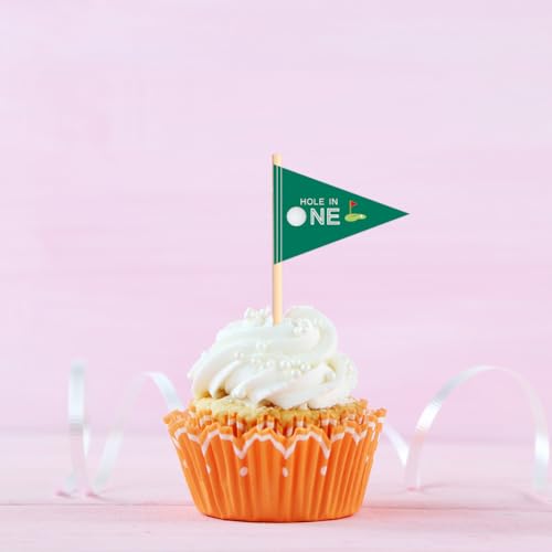 VOWFOO Golf Themed Toothpick Flags - 20 PCS Cupcake Toppers for 1st Birthday