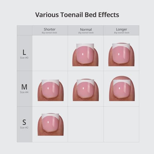 BTArtbox Press On Toenails, Ma'am Sharp Square Pink French Tip, 30Ct