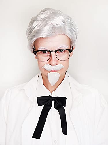 Colonel Sanders Costume Wig & Beard Set – Realistic Adult Cosplay Outfit