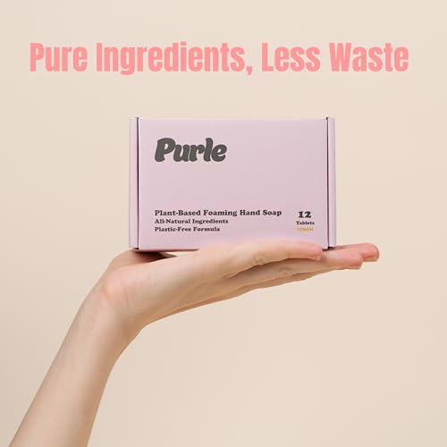 Purle Lemon Foaming Hand Soap Refill Tablets - Eco-Friendly, Reusable Dispenser, 12 Pack