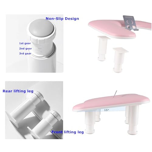 Adjustable Manicure Arm Rest with Phone Holder - Pink PU Leather Hand Rest