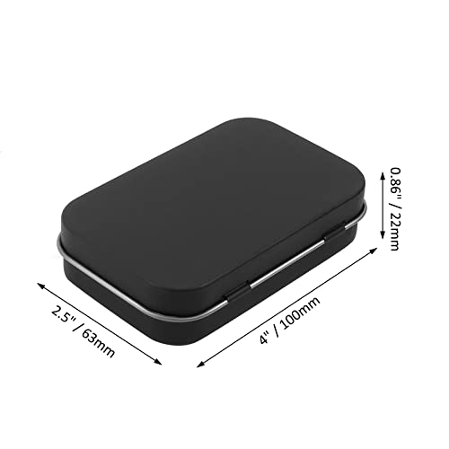 Murtenze 4-Inch Hinged Metal Tin Box - Matte Black Storage Container (12PCS)