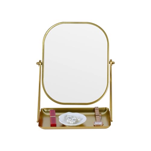 Tstarer Gold 360° Rotating Makeup Mirror with Storage