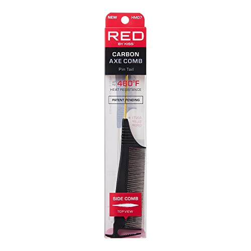 RED by Kiss Carbon Axe Comb - Heat Resistant Anti-Frizz Parting Comb