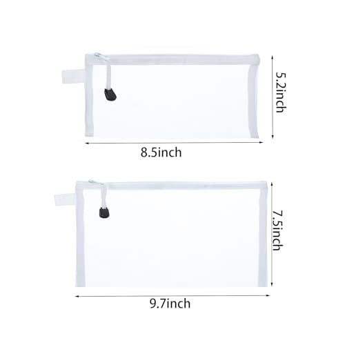 OZY White Mesh Zipper Organizer Bags Set - Travel, Office, Makeup & Storage