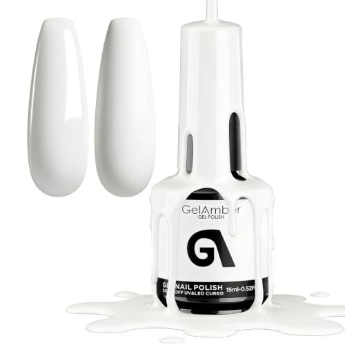 GELAMBER White Gel Nail Polish - Solid White 15ml - Variation: White002